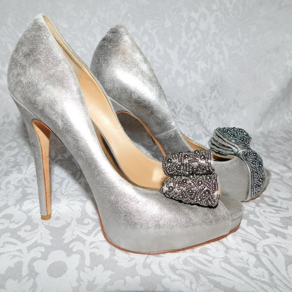 Badgley Mischka, Leather Sole, Size-7m, Color-Silver
